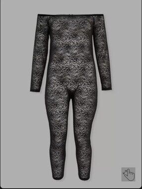 Betsey Black Sheer Lace Long-Sleeve Catsuit Bodysuit Size 4